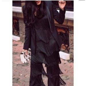 Zara FRINGED JUMPSUIT DRESS